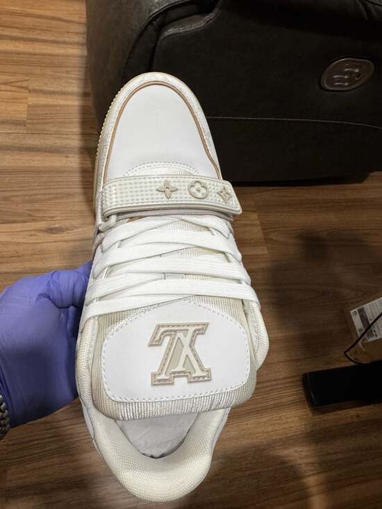 Louis Vuitton LV Trainer White Beige Velcro Strap Sneaker - Picture 2 of 4
